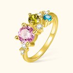 Bague en Laiton ou Argent Sterling Personnalisée avec Pierre de Naissance Cadeau Anniversaire Fête pour Femme