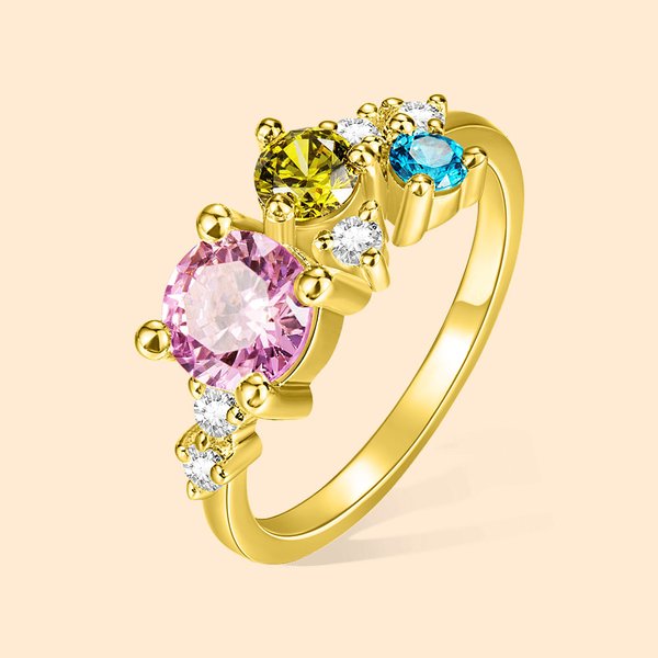 Bague en Laiton ou Argent Sterling Personnalisée avec Pierre de Naissance Cadeau Anniversaire Fête pour Femme