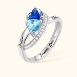 Bague de Promesse Personnalisée avec Pierre de Naissance et Texte Cadeau St Valentin Anniversaire pour Mère Fille Couple