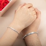 Personalized Stainless Steel Couple Bar Bracelet with Engraved Text Birthday Valentine Gift for Friends Couple