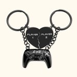 Lot de 2 Porte-clés Assortis en Forme de Coeur Personnalisé avec Initiales sur Manettes de Jeu Cadeau Anniversaire pour Couple