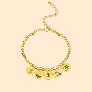 Personalisierte neue Geburt Blume Charme Armband Multi-Discs Muttertag Valentinstag Geburtstag Jahrestag Geschenk für Mutter Frau Freundin Brautjungfe