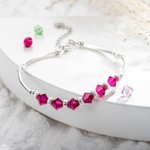 Bracelet Personnalisé avec Pierre de Naissance Bracelet en Argent Orné de Cristaux Cadeau Fête des Mères pour Femme