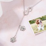 Personalized Paw Print Initial with Infinity Sign Lariat Necklace for Pet Lover Pet Loss Memorial Jewelry Gift