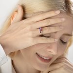 Bague en Laiton ou Argent Sterling Personnalisée avec Pierre de Naissance Cadeau Anniversaire Fête pour Femme