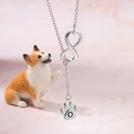 Personalized Paw Print Initial with Infinity Sign Lariat Necklace for Pet Lover Pet Loss Memorial Jewelry Gift