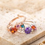 Bague en Laiton ou Argent Sterling Personnalisée avec Pierre de Naissance Cadeau Anniversaire Fête pour Femme