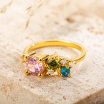 Bague en Laiton ou Argent Sterling Personnalisée avec Pierre de Naissance Cadeau Anniversaire Fête pour Femme