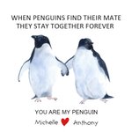 Personalized Penguin Matching Heart Couple Necklaces with Engraved Names Set of 2 Birthstone Jewelry Valentine's Day Anniversary Gift for Loved One
