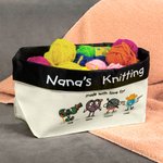 Personalised Nana's Knitting Canvas Organizer Bag with Name and Text Birthday Mother's Day Gift for Grandma Mom Sewing Lover
