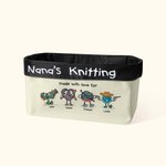 Personalised Nana's Knitting Canvas Organizer Bag with Name and Text Birthday Mother's Day Gift for Grandma Mom Sewing Lover