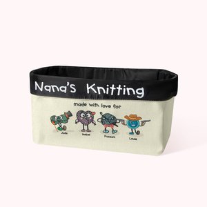 Personalisierte Nana's Stricken Canvas Organizer Tasche mit Namen und Text Geburtstag Muttertag Geschenk für Oma Mom Sewing Lover