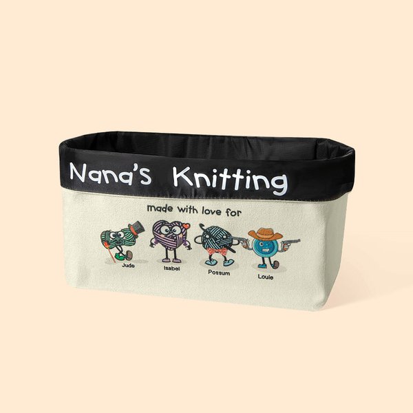 Personalisierte Nana's Stricken Canvas Organizer Tasche mit Namen und Text Geburtstag Muttertag Geschenk für Oma Mom Sewing Lover