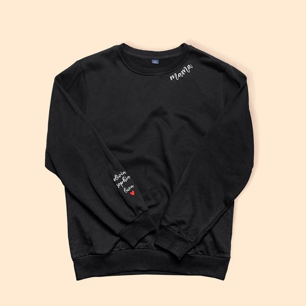 Sweatshirt Brodé Personnalisé Mama avec Noms des Enfants Cadeau d'Anniversaire de Fête des Mères pour Femmes