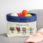 Personalised Nana's Knitting Canvas Organizer Bag with Name and Text Birthday Mother's Day Gift for Grandma Mom Sewing Lover