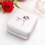 Boîte à Bijoux en Cuir PU Personnalisée avec Fleur de Naissance et Nom Cadeau pour Femme
