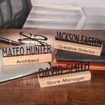 Plaque de Bureau en Bois Personnalisée avec Nom et Texte Cadeau Noël Anniversaire pour Personnel de Bureau Professeurs et Amis