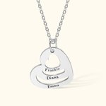 Collier Personnalisé avec 2-6 Prénoms Pendentif de Plaque en Forme de Cœur Cadeau Fête des Mères pour Femme