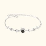 Bracelet de Projection Personnalisé avec Photo Bijou Orné de Trèfle à Quatre Feuilles Micro-sculpté Cadeau d'Anniversaire de Fête des Mères pour Elle