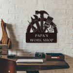 Personalised Papas Fathers Workshop Metal Sign for Home Decoration