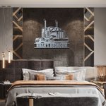 Panneau d'art mural en métal avec nom de camion personnalisé pour pendaison de crémaillère Cadeau d'anniversaire