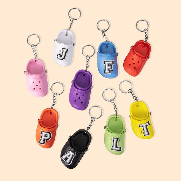 Personalised Pair of Silicone Slipper Keychain with Initial for Boyfriend Girlfriend or Family