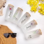 Personalized Wild Flower Birth Flower and Name Can Glass Tumbler 20oz Gift for Bridesmaid