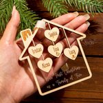 Ornamento di Natale personalizzato con i nomi dei membri della famiglia da 1 a 9, con l'amore per la casa