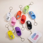 Personalised Pair of Silicone Slipper Keychain with Initial for Boyfriend Girlfriend or Family