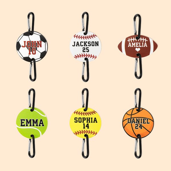 Personalizada de béisbol Softball Baloncesto Fútbol Bolsa de etiqueta de gancho con el nombre de la mochila de equipaje de viaje bolsa de accesorios de regalo para los amantes del deporte