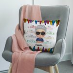 Personalised Coloured Crayon Back to School Gift Declaration Kid Image Throw Pillow Cover Sofa Decor
