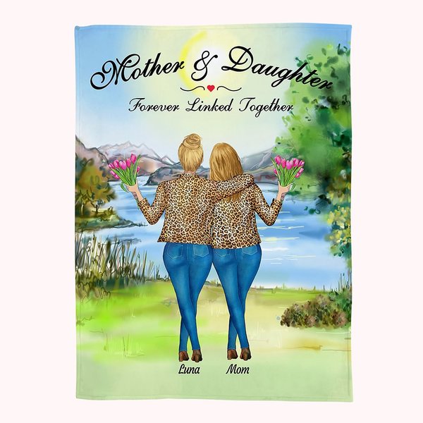 Couverture personnalisée mère et fille pour toujours liées ensemble cadeau de fête des mères pour elle