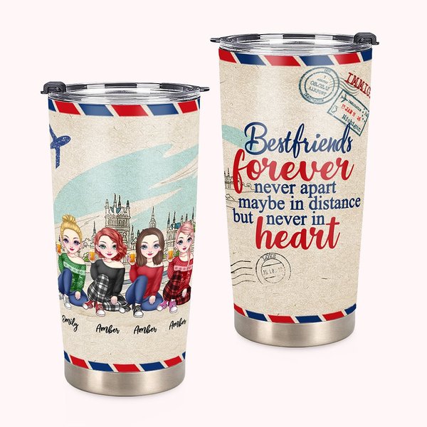 Personalized Besties Envelope Airplane Best Friends 20oz Tumbler Gift for Best Friend for Best Friend Birthday