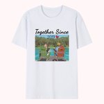 Personalized Tree and Lake Couple Holiday Design Travel T-shirt