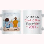Personalised Beach Holiday Vacation Couple Sweet Love White Ceramic Mug for Office and Home