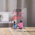 Plaque Acrylique Personnalisée Couple Assis Sous Une Fleur Je T'ai Rencontré Je T'Aime Décorations Maison de Noël