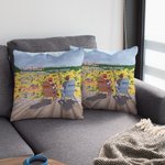 Gepersonaliseerd liefdesgedicht zonnebloemen tuin paar vrije tijd kussenhoes verjaardag cadeau slaapkamer decor