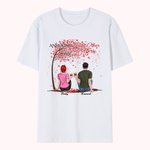 T-shirt personnalisé d'arbre d'histoire d'amour de couple pour toujours T-shirt unisexe de base d'anniversaire