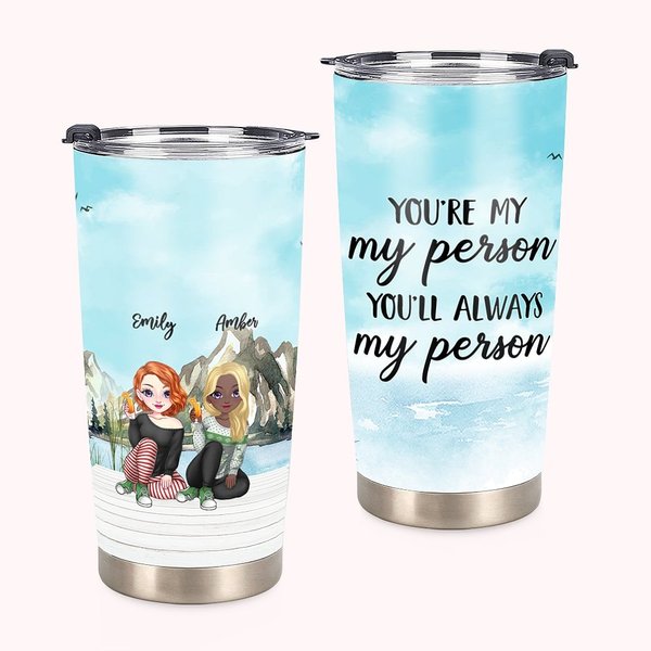 Gepersonaliseerde Besties Sitting By The Lake Bird You're My Person 20oz Tumbler Beste Vriend Vriendschapscadeau
