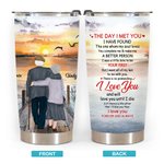Personalized I Love You I Met You Sunset Old Couple 20oz Tumbler for Hot and Cold Drinks Anniversary Birthday Gift for Couples