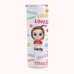 Personalizzato ricompensa bambini incoraggiare elementi fiore carino dritto Skinny Tumbler Back to School regali riutilizzabili bottiglia d'acqua