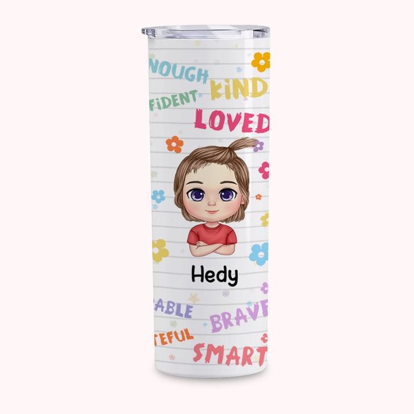 Personalizzato ricompensa bambini incoraggiare elementi fiore carino dritto Skinny Tumbler Back to School regali riutilizzabili bottiglia d'acqua