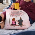 Personalised Cushion Throw Pillow Cover Couple Sitting Under Tree Flower Cheers Boyfriend Girlfriend Gifts Sofa Decor