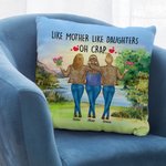 Personnalisé comme mère comme fille Oh merde au bord du lac coucher de soleil Vew jeter taie d'oreiller cadeau pour maman chambre décor