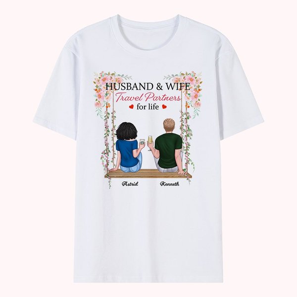 Personnalisé Jeune Couple Cousant Ensemble Cheer T-shirt Anniversaire Usage Quotidien