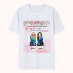 Personalised Side By Side Or Miles Apart Besties Will Always Be Connected By Heart T-shirt Friendship Gift for Friends Sisters  Daily Wear