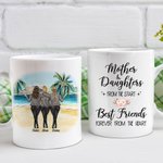 Personalized Mother and Daughters from The Start Beach Coconut Tree Design White Ceramic Mug Mother's Day Gift