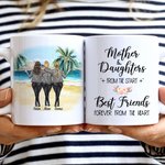 Personalized Mother and Daughters from The Start Beach Coconut Tree Design White Ceramic Mug Mother's Day Gift