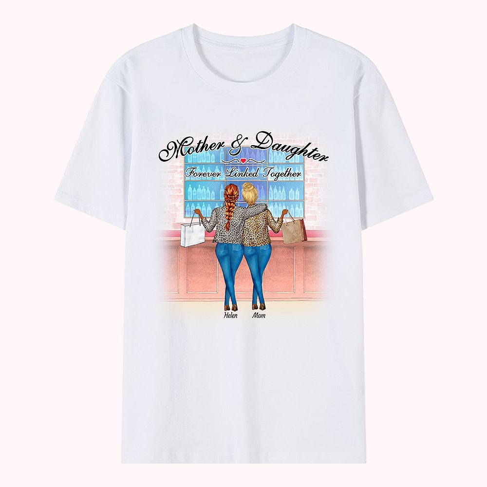 Personalisierte Mutter und Tochter ewige Liebe Schaufenster T-Shirt Geburtstagsreise