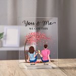 Plaque Acrylique Personnalisée Couple Assis Sous Un Arbre Fleuri Toi et Moi Cadeaux pour Couples Décoration Acrylique